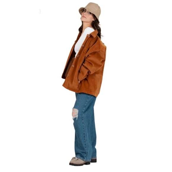 Lucca Couture Haines Solid Faux Suede Shacket NWT in Spice Small - Picture 14 of 14